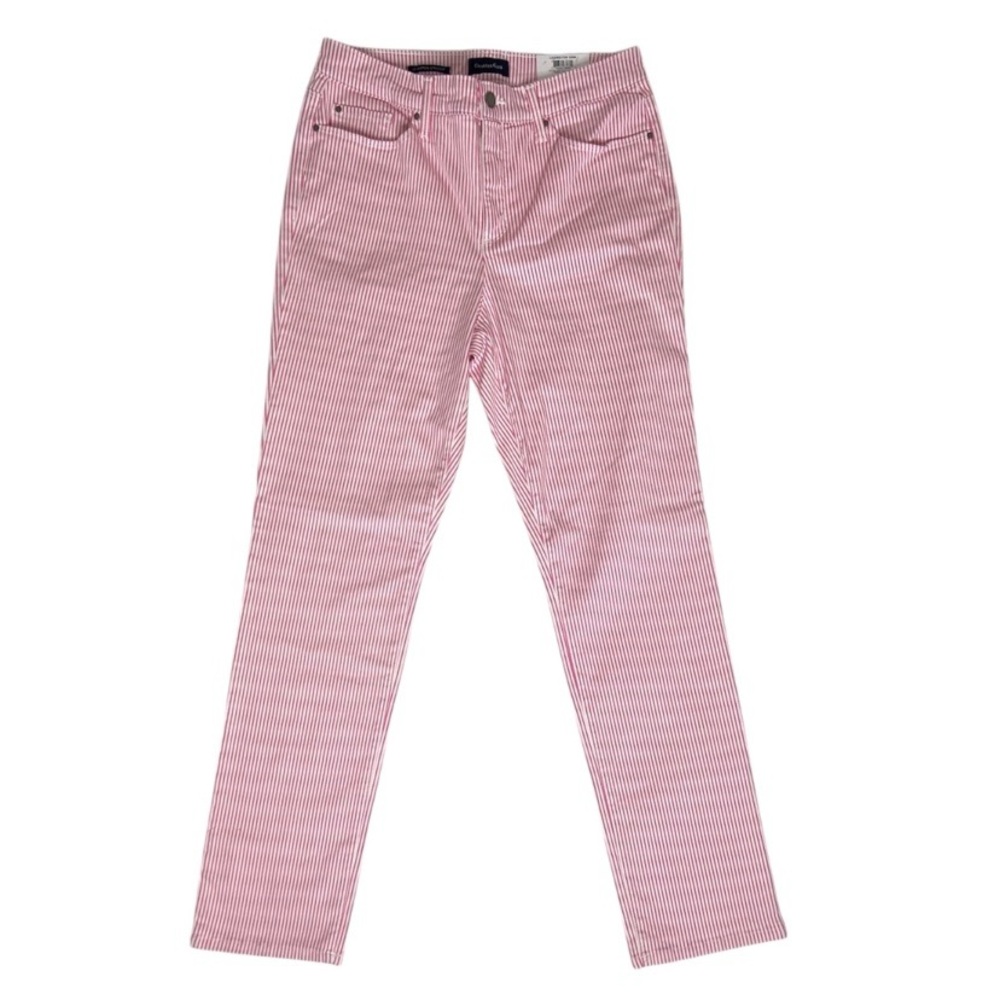 Charter Club Straight Leg Peony Pink Lexington Denim Jean Size 10 Candy Stripe